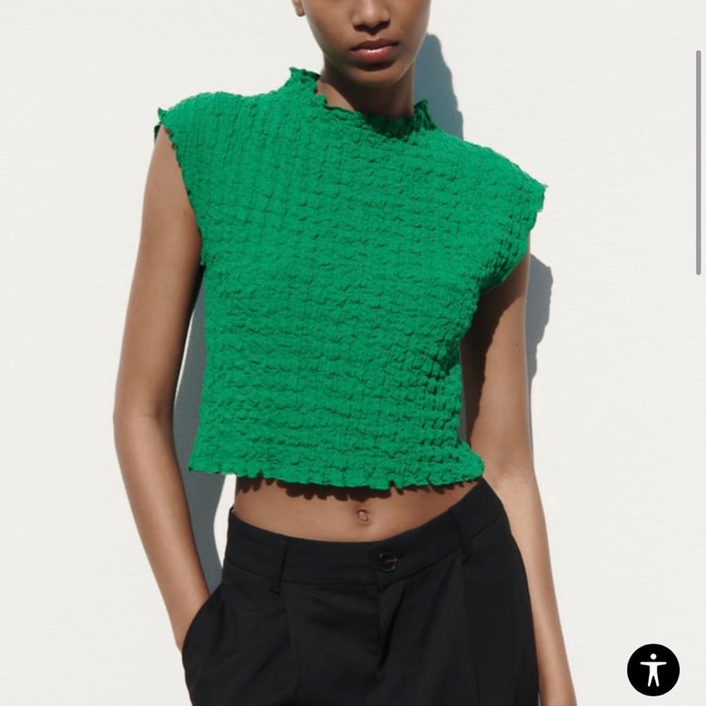Zara textured top green - new with tags
